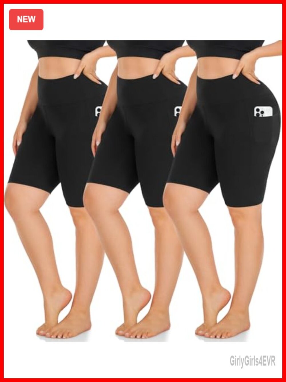 Plus Size 8" Biker Shorts High Waist Tummy Control Workout Yoga Shorts